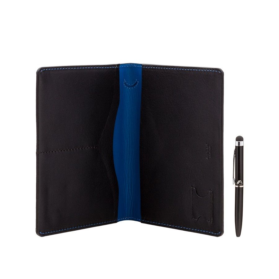 A-SLIM Leather Passport Holder Hoshi - Black